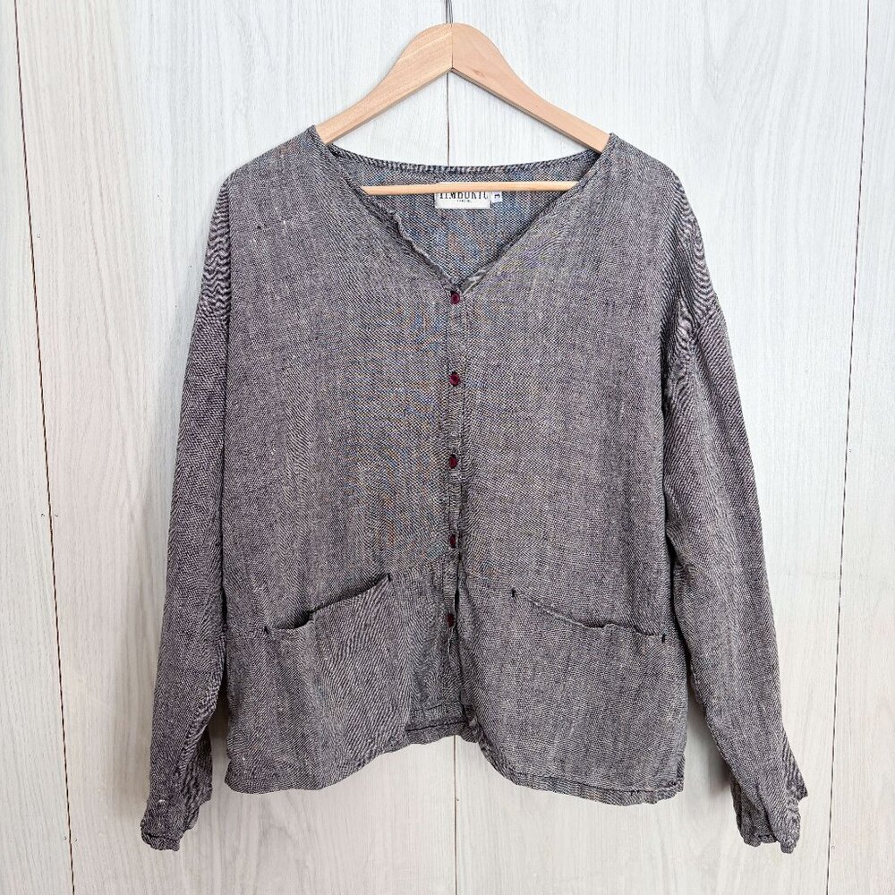 Timbuktu 100% Linen Lagenlook Oversized Slouchy Blouse with Pockets